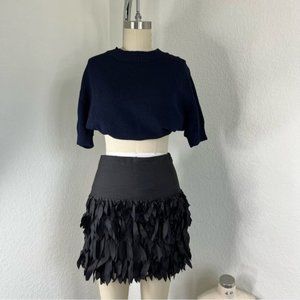 Reiss Black Silk Feather Skirt